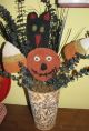 Primitive Halloween Hand Rug Hooked Centerpiece Decoration,  Rusty Tin Bucket Primitives photo 4