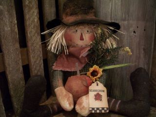 Primitive Scarecrow Doll == Weighted==pumpkin==sunflower ==16 X 5 In.  == photo