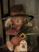 Primitive Scarecrow Doll == Weighted==pumpkin==sunflower ==16 X 5 In.  == Primitives photo 2