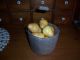 Vintage Primitive Wooden Bucket With Wire Bail/wood Handle Filled W/pears Primitives photo 2