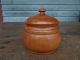 1800s Treenware Spice Jar With Lid Peaseware Footed Wooden Container Sugar Bowl Primitives photo 7