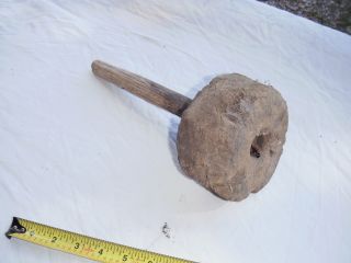 Mallet Hammer Tool Wood Round Primitive Antique photo