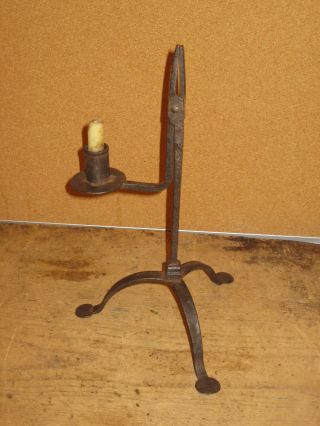 Museum Quality 18th C Wrought Iron Rushlight In Great Form And Old Surface photo