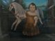 Exceptional Mid 19th C.  O/b Folk Art Painting Of Boy W/ Rocking Horse & Whip Nr Primitives photo 9