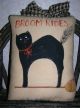 Primitive Halloween Broom Rides Ornie Black Cat Broom Wallhanging Pillow Tuck Primitives photo 2