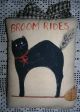 Primitive Halloween Broom Rides Ornie Black Cat Broom Wallhanging Pillow Tuck Primitives photo 3