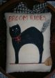 Primitive Halloween Broom Rides Ornie Black Cat Broom Wallhanging Pillow Tuck Primitives photo 4
