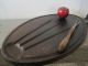 Antique 1800s Early Rare Plantation Wooden Treen Hickory Meat Carving Board Primitives photo 9