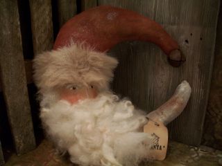 Primitive Santa Moon == Hanger ==glitter Christmas Doll == photo