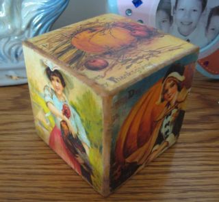 Primitive Shelf Sitter Block Thanksgiving Turkey New photo