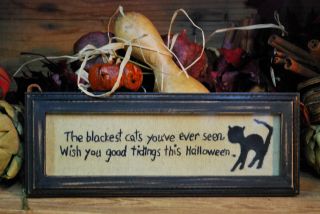 The Blackest Cats You ' Ve Ever Seen. . . . .  Stitchery Primitive Halloween Picture photo