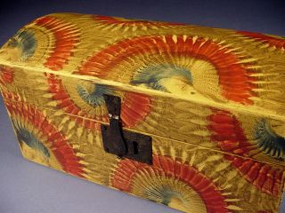 Paint Decorated Miniature Dome Top Document Box Grain Painted photo