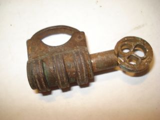 17th Century Iron Pocket Size Working Iron Padlock 1 Inches With Key Must See photo