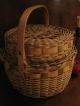 Antique 1800s Two Lrg Woodlands Native American Indian Covered Storage Baskets Primitives photo 1