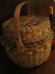 Antique 1800s Two Lrg Woodlands Native American Indian Covered Storage Baskets Primitives photo 8