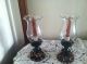 Primitive,  Americana,  Colonial,  Candle Stands With Hurricane Shades With Pips Primitives photo 1