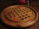 Antique 1800s Wooden Hand Turned Solitaire Game Board W Antique Clay Marbles Primitives photo 11