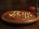 Antique 1800s Wooden Hand Turned Solitaire Game Board W Antique Clay Marbles Primitives photo 3