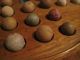 Antique 1800s Wooden Hand Turned Solitaire Game Board W Antique Clay Marbles Primitives photo 5