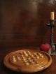 Antique 1800s Wooden Hand Turned Solitaire Game Board W Antique Clay Marbles Primitives photo 8