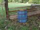 1800s Primitive Wooden Barrel Staved Old Style Blue Paint Metal Bands Primitives photo 1
