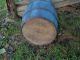 1800s Primitive Wooden Barrel Staved Old Style Blue Paint Metal Bands Primitives photo 2