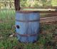 1800s Primitive Wooden Barrel Staved Old Style Blue Paint Metal Bands Primitives photo 4