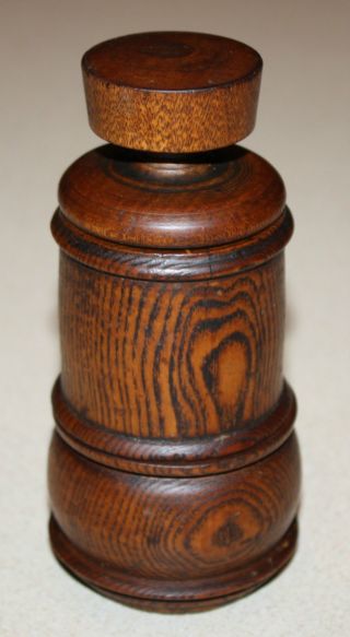 Antique Primitive Wooden Nutmeg Grinder; Old Treenware Pepper Spice Mill photo