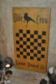Ex Lg Mustard Wood Sign Olde Crow Game Board Co.  Country Primitive Folk Art Primitives photo 7