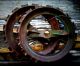 2 Antique Industrial Cast Iron Gears,  Old Vtg Factory/farm Metal Wheels Sprocket Primitives photo 2