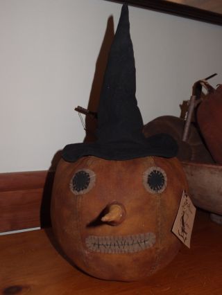 Handmade/artist Made Primitive Steins Country Collection Pumpkin Witch Head photo