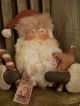 Primitive Large Santa Holding Arms == Gingerbread Doll == Candy Cane ==13 In. Primitives photo 1