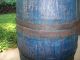 1800 ' S Large Old Blue Paint Oak Wooden Butter Churn Primitives photo 9