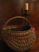 Antique 1800s Early New England Black Ash Woven Splint Egg Gathering Basket Primitives photo 2