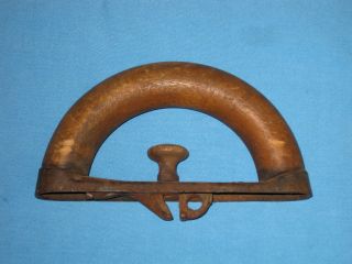 Antique/vtg Wooden/wood Sad Iron Replacement Handle With Cast Iron Spring Clip photo