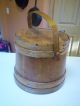 Antique Firkin Wood Box 3 Stave Hoops Natural Wood Handle 1800 ' S Great Shape Primitives photo 1