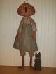 ♥ Primitive Grungy Pricilla The Grinning Pumpkin Lady Doll & Her Smiling Cat ♥ Primitives photo 3