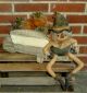 Primitive Scarecrow Doll W/ Wood Wagon & Pumpkin Harvest ~ Prim Gathering Lot Primitives photo 2