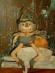 Primitive Scarecrow Doll W/ Wood Wagon & Pumpkin Harvest ~ Prim Gathering Lot Primitives photo 6