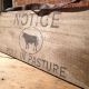 ~primitive Barn Wood Sign~notice Bull In Pasture W Leather Hanger~ Primitives photo 4