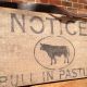 ~primitive Barn Wood Sign~notice Bull In Pasture W Leather Hanger~ Primitives photo 6
