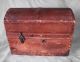Rare C.  1850 Dome Wood Deerskin Covered Tacked Small Horse Carriage Travel Trunk Primitives photo 10