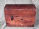 Rare C.  1850 Dome Wood Deerskin Covered Tacked Small Horse Carriage Travel Trunk Primitives photo 7