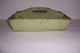 Antique Primitive Early Small Wooden Green Painted Cutlrey Utensil Tote Box Primitives photo 2