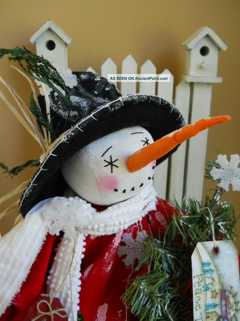 Primitive Folk Art Sweet Raggedy Snow Man Primitives photo