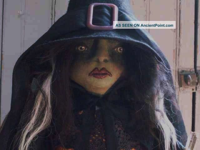 Primitive Folk - Art Eerie Cloth Halloween Witch Doll Hecate Primitives photo