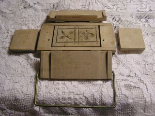 Old Butter Mold Stamp Press Print Hinged Carved Flowers photo