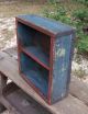 Vintage Wooden Shelf Wood Box Divider Old Painted Shabby Blue Display Storage Primitives photo 2