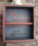 Vintage Wooden Shelf Wood Box Divider Old Painted Shabby Blue Display Storage Primitives photo 3