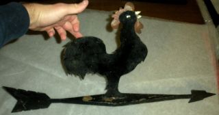 Antique Vintage Early 1900s Metal Rooster Weathervane Paint Vafo photo